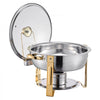 VEVOR Chafing Dish Buffet Set, 5 Qt 4 Pack, Stainless Steel Chafer with 4 Full Size Pan, Round Catering Warmer Server with Glass Lid Water Pan Folding Stand Fuel Holder, for Wedding Party Banquet, Gold