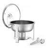 VEVOR Chafing Dish Buffet Set, 5 Qt 4 Pack, Stainless Steel Chafer with 4 Full Size Pan, Round Catering Warmer Server with Glass Lid Water Pan Folding Stand Fuel Holder, for Wedding Party Banquet