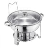 VEVOR Chafing Dish Buffet Set, 5 Qt 4 Pack, Stainless Steel Chafer with 4 Full Size Pan, Round Catering Warmer Server with Glass Lid Water Pan Folding Stand Fuel Holder, for Wedding Party Banquet