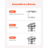 VEVOR Chafing Dish Buffet Set, 5 Qt 2 Pack, Stainless Steel Chafer with 2 Full Size Pans, Round Catering Warmer Server with Lid Water Pan Folding Stand Clip, for Weddings Parties Banquets, Silver