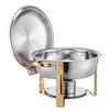 VEVOR Chafing Dish Buffet Set, 5 Qt 4 Pack, Stainless Steel Chafer with 4 Full Size Pans, Round Catering Warmer Server with Lid Water Pan Folding Stand Clip, for Weddings Parties Banquets, Gold