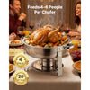 VEVOR Chafing Dish Buffet Set, 5 Qt 4 Pack, Stainless Steel Chafer with 4 Full Size Pans, Round Catering Warmer Server with Lid Water Pan Folding Stand Clip, for Weddings Parties Banquets, Silver