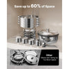 VEVOR Chafing Dish Buffet Set, 5 Qt 4 Pack, Stainless Steel Chafer with 4 Full Size Pans, Round Catering Warmer Server with Lid Water Pan Folding Stand Clip, for Weddings Parties Banquets, Silver