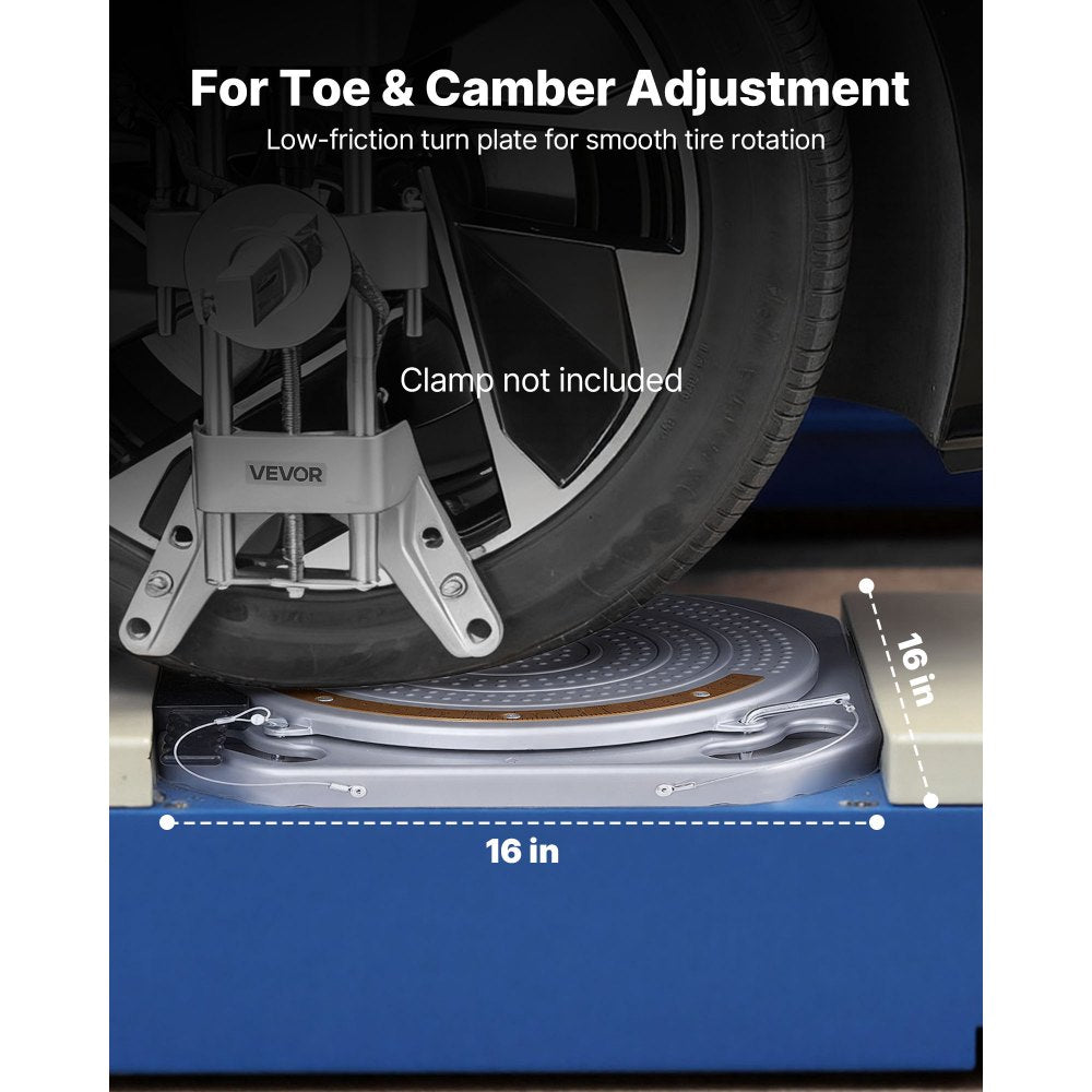 VEVOR Wheel Alignment Turn Plates, 2 PCS, 2-Ton Capacity per Plate, Brass Dial Measurements, 360° Rotating Turntable Wheel Alignment Tool with Transition Bridge & Thrust Block for Car SUV Light Truck