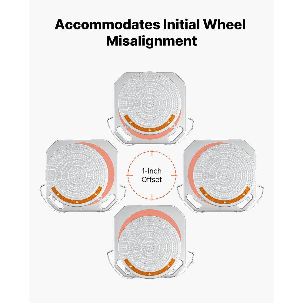 VEVOR Wheel Alignment Turn Plates, 2 PCS, 2-Ton Capacity per Plate, Brass Dial Measurements, 360° Rotating Turntable Wheel Alignment Tool with Transition Bridge & Thrust Block for Car SUV Light Truck