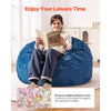 VEVOR Bean Bag Chair, Round BeanBag Chair with Removable & Washable Cover for Adult, Dutch Velvet & High-Density Foam Filling Adult Bean Bag with Handle and Side Pocket for Living Room, Bedroom, Blue