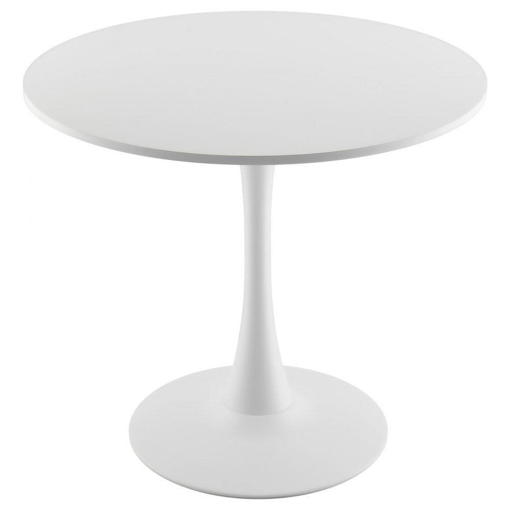 VEVOR Round Dining Table, 31.5 in Wood Table for 2-4 Person, Modern Circle Furniture, Leisure Coffee Office Tables with Pedestal Base in Tulip Design, for Home Kitchen Living Room, White(Only Table)
