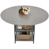 VEVOR Round Dining Table, 47 inch Wood Table for 4-6 Person, Modern Circle Dinner Furniture, Leisure Tables with Storage Shelf and Metal Legs, for Home Kitchen Living Room, Grey (Only Table)