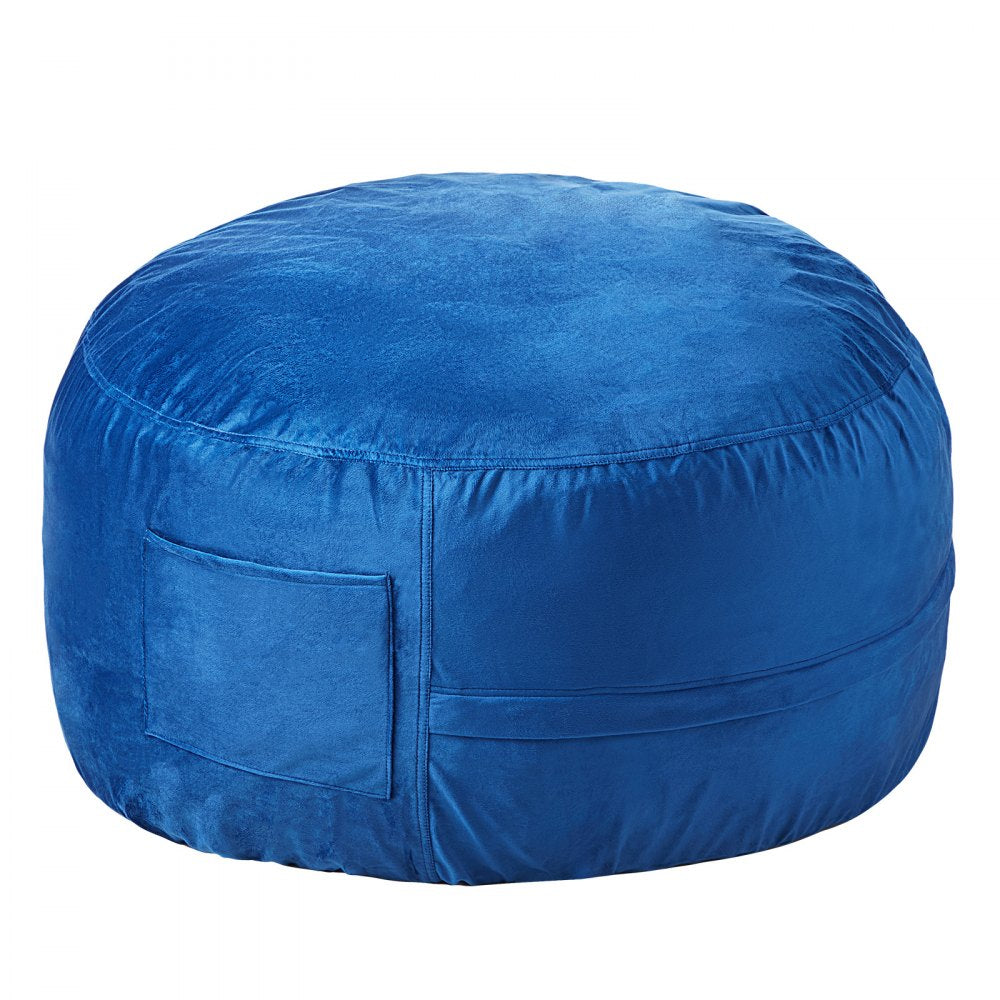 VEVOR Bean Bag Chair, 3 feet Round Bean Bag Chair with Removable and Washable Cover, 25D Memory Foam Filled with Soft and Smooth Dutch Velvet, Bean Bag for Bedroom or Playroom, Blue