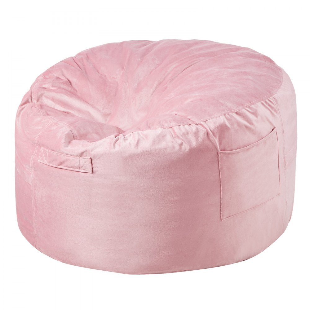 VEVOR Bean Bag Chair, 3 feet Round Bean Bag Chair with Removable and Washable Cover, 25D Memory Foam Filled with Soft and Smooth Dutch Velvet, Bean Bag for Bedroom or Playroom, Pink