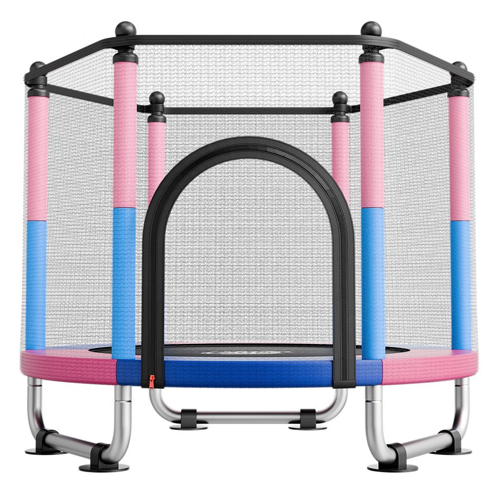 VEVOR 55" Trampoline for Kids, 4.6 FT Toddler Mini Trampoline, 132 lbs Capacity Indoor Outdoor Play Toys with Enclosure Net, Swing, and Basketball Hoop, Christmas Toys Birthday Gifts for Girls Boys