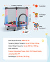 VEVOR 55" Trampoline for Kids, 4.6 FT Toddler Mini Trampoline, 132 lbs Capacity Indoor Outdoor Play Toys with Enclosure Net, Swing, and Basketball Hoop, Christmas Toys Birthday Gifts for Girls Boys