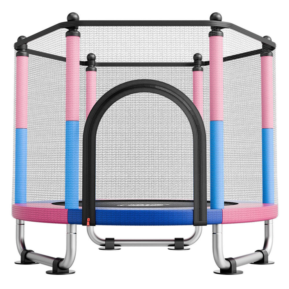 VEVOR 55" Trampoline for Kids, 4.6 FT Toddler Mini Trampoline, 132 lbs Capacity Indoor Outdoor Play Toys with Enclosure Net, Swing, and Basketball Hoop, Christmas Toys Birthday Gifts for Girls Boys
