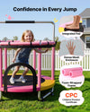 VEVOR 60" Trampoline for Kids, 5 FT Toddler Mini Trampoline, 132 lbs Indoor Outdoor Play Toys with Enclosure Net and Adjustable Gymnastics Bar, Christmas Toys Birthday Gifts for Girls Boys