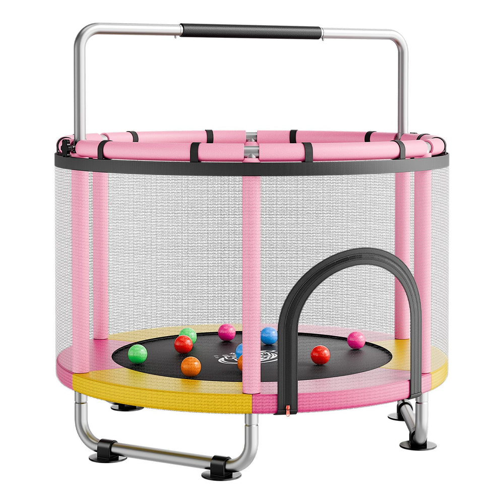 VEVOR 60" Trampoline for Kids, 5 FT Toddler Mini Trampoline, 132 lbs Indoor Outdoor Play Toys with Enclosure Net and Adjustable Gymnastics Bar, Christmas Toys Birthday Gifts for Girls Boys