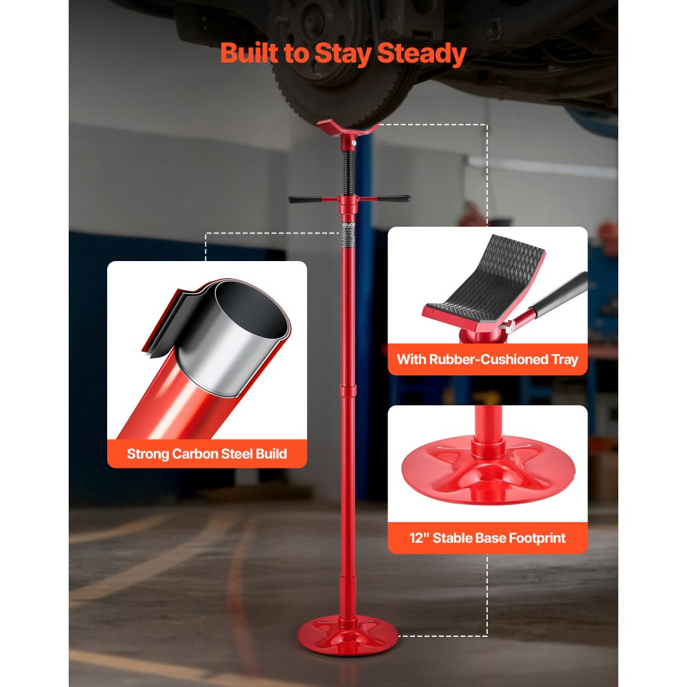 VEVOR Underhoist Support Stand, 1/2 Ton (1102 lbs) Capacity Under Hoist Jack Stand, Lifting from 54.02" to 83.86", Bearing Mounted Spin Handle, Self-Locking Threaded Screw, Support Vehicle Components
