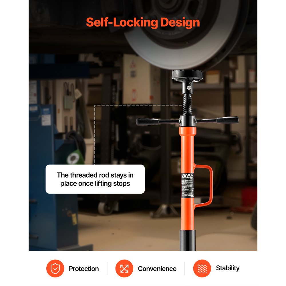 VEVOR Underhoist Support Stand, 1 Ton (2204 lbs) Capacity Under Hoist Jack Stand with Handle, Adjustable Height, Bearing Mounted Spin Handle, Self-Locking Threaded Screw, Support Vehicle Components