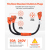 VEVOR Y Splitter Adapter Cord, 50 Amp NEMA 14-50, 4 Prong 240V Splitter for RV and EV, NEMA 14-50P to Dual 14-50R Outlets with Grip Handle, Heavy Duty 6/3+8/1 STW Wire, Outdoor RV Power Extension Cord