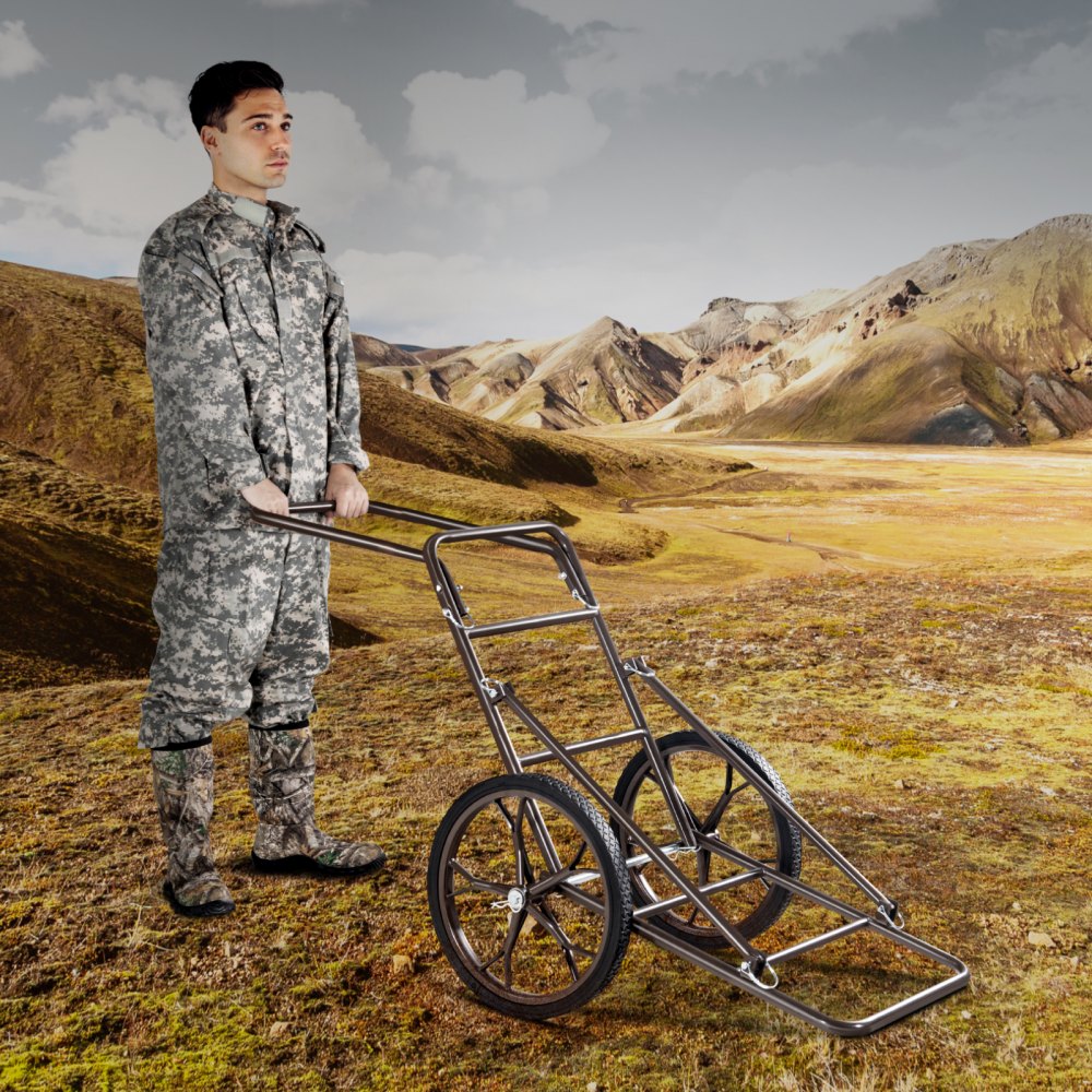 VEVOR Deer Cart, 500 LBS Capacity Folding Game Cart, Deer Cart Game Hauler with 17" Big Rubber Wheel & Ergonomic Handle, Heavy-Duty Game Cart Accessories, Utility Gear Dolly for Hunting Fishing Hiking