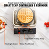 VEVOR Commercial Waffle Maker, 1 Piece per Batch, 1300W Round Waffle Iron, Non-Stick Waffle Baker Machine with 122-572℉ / 50-300℃ Temp Range Teflon-Coated Baking Pans Stainless Steel Body, 120V