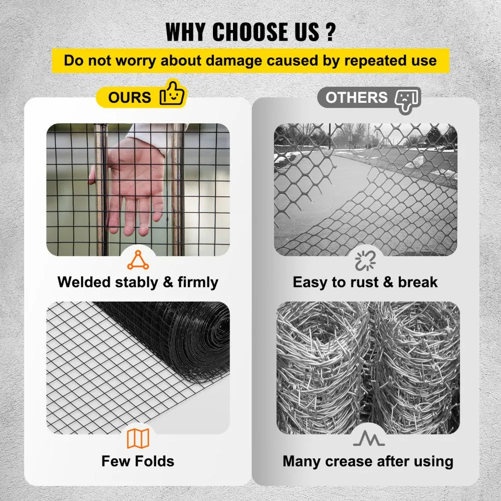 VEVOR Hardware Cloth, 24\" x 100\' & 1\"x1\" Mesh Size, Galvanized Steel Vinyl Coated 16 Gauge Chicken Wire Fencing with A Cutting Plier & A Pair of Fabric Gloves, for Garden Fencing & Pet Enclosures,