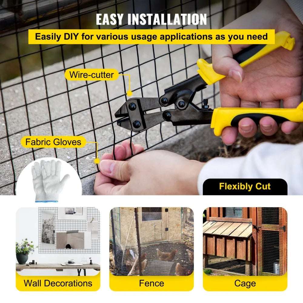 VEVOR Hardware Cloth, 24\" x 100\' & 1\"x1\" Mesh Size, Galvanized Steel Vinyl Coated 16 Gauge Chicken Wire Fencing with A Cutting Plier & A Pair of Fabric Gloves, for Garden Fencing & Pet Enclosures,