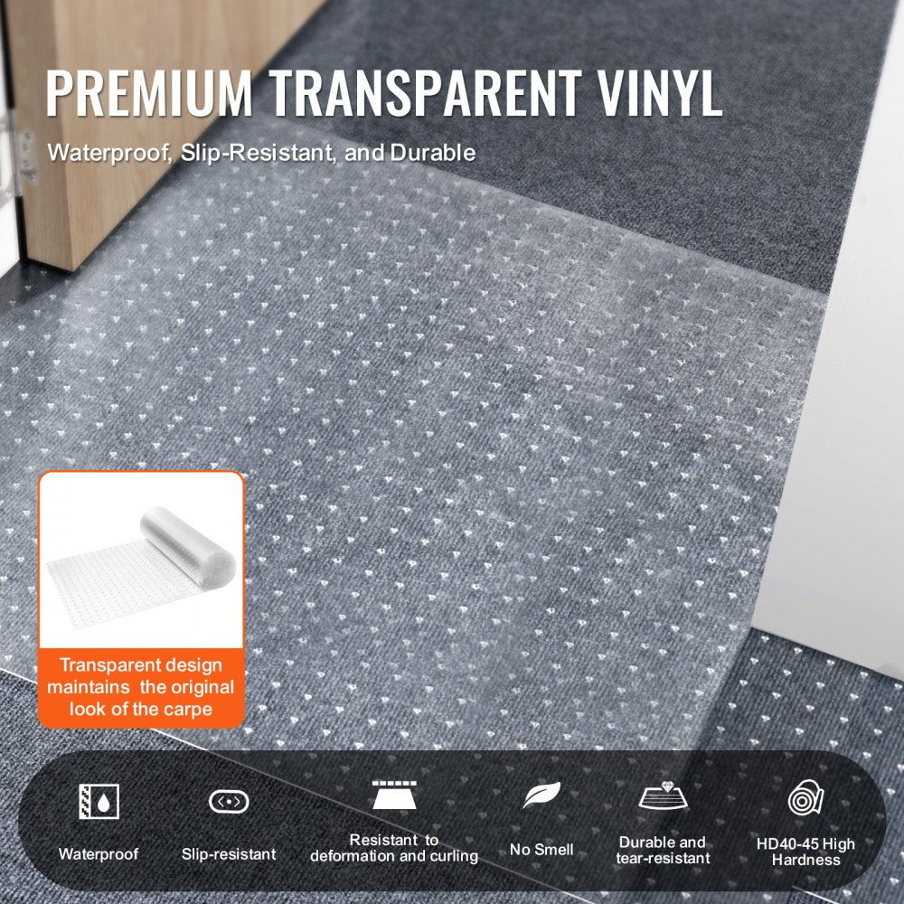 VEVOR Carpet Protector for Pets, 24" x 12' PVC Scratch-Proof Cat Carpet Protector for Doorway, Anti-Slip Cat Scratch Protector Mat, Easy to Cut Plastic Carpet Scratch Stopper, Cat Scratch Guard Carpet