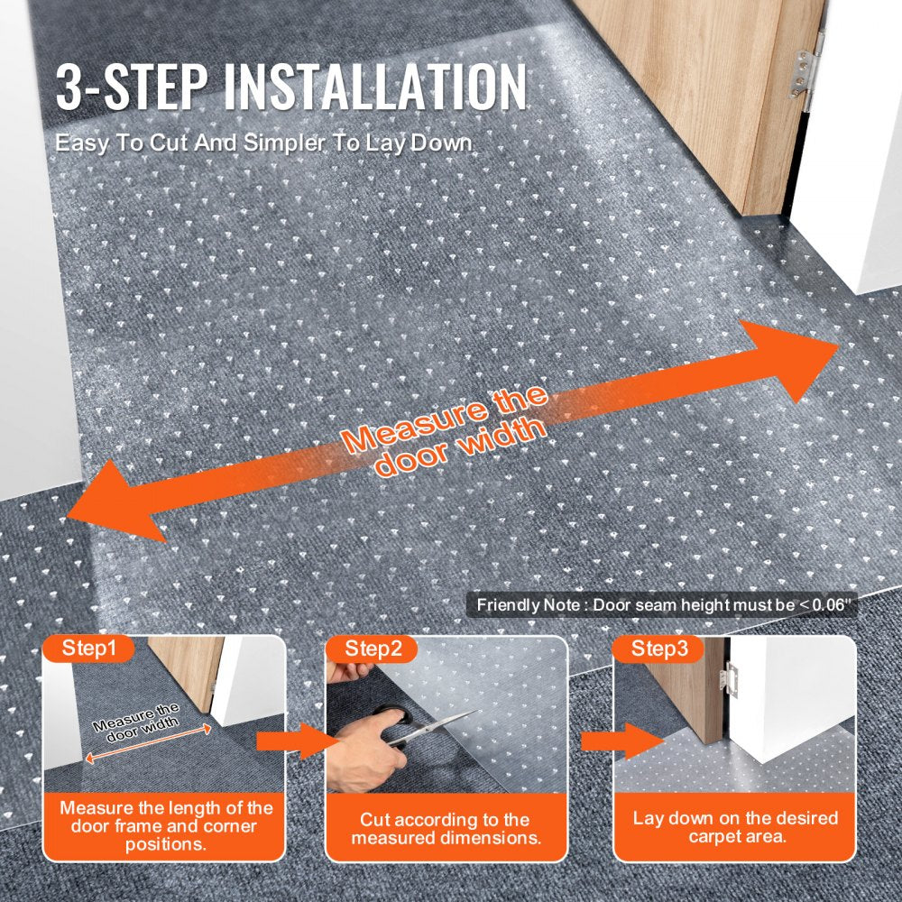 VEVOR Carpet Protector for Pets, 24" x 12' PVC Scratch-Proof Cat Carpet Protector for Doorway, Anti-Slip Cat Scratch Protector Mat, Easy to Cut Plastic Carpet Scratch Stopper, Cat Scratch Guard Carpet