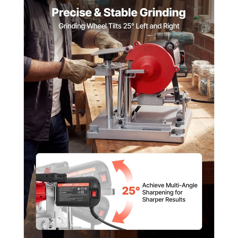 VEVOR Circular Saw Blade Sharpener, 140W 3800RPM Electric Saw Blade Sharpening Machine with 4" Ceramic & Diamond Grinding Wheels - Fits 3.5" to 15.7" Diameter Circular Saw Blades