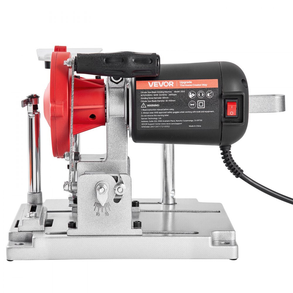 VEVOR Circular Saw Blade Sharpener, 140W 3800RPM Electric Saw Blade Sharpening Machine with 4" Ceramic & Diamond Grinding Wheels - Fits 3.5" to 15.7" Diameter Circular Saw Blades