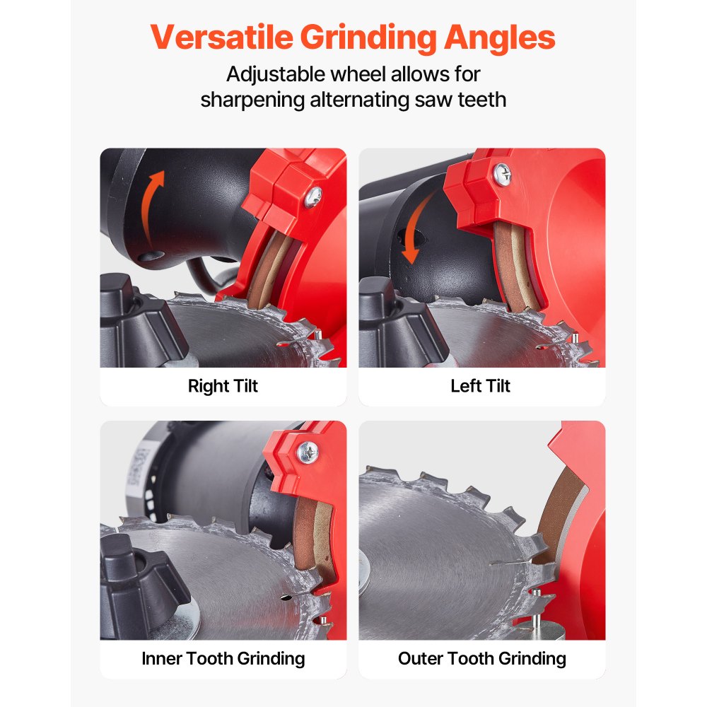 VEVOR Circular Saw Blade Sharpener with Water Tank, 370W 3590RPM Rotary Angle Mill Grinder, Water Injection Sharpening Machine with 5" Grinding Wheel - Fits Φ3.2" to Φ27.5" Circular Saw Blades
