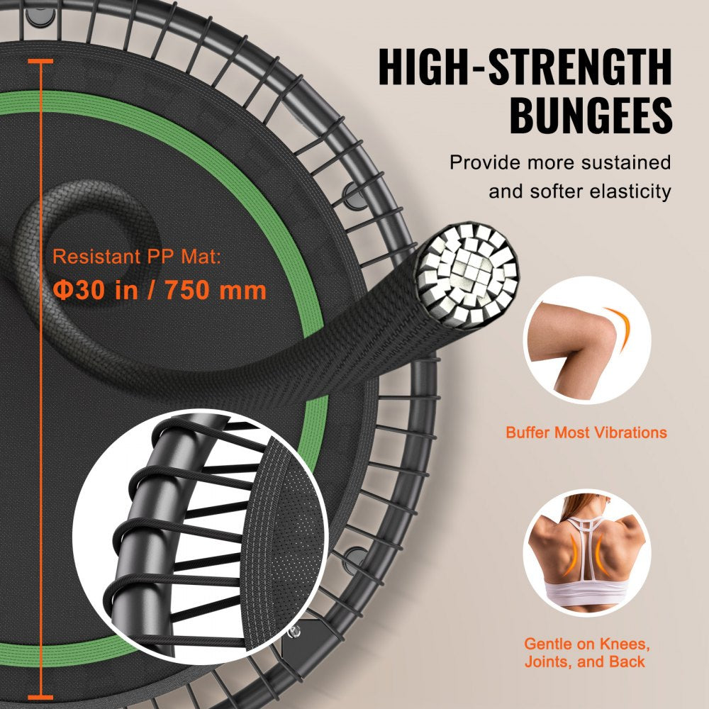 VEVOR Foldable Mini Trampoline, 40 Inch Fitness Rebounder, Max Load 330 lbs Exercise Trampoline, Stable & Quiet Indoor Small Workout Trampoline, Mini Trampoline for Adults Indoor/Garden Workout
