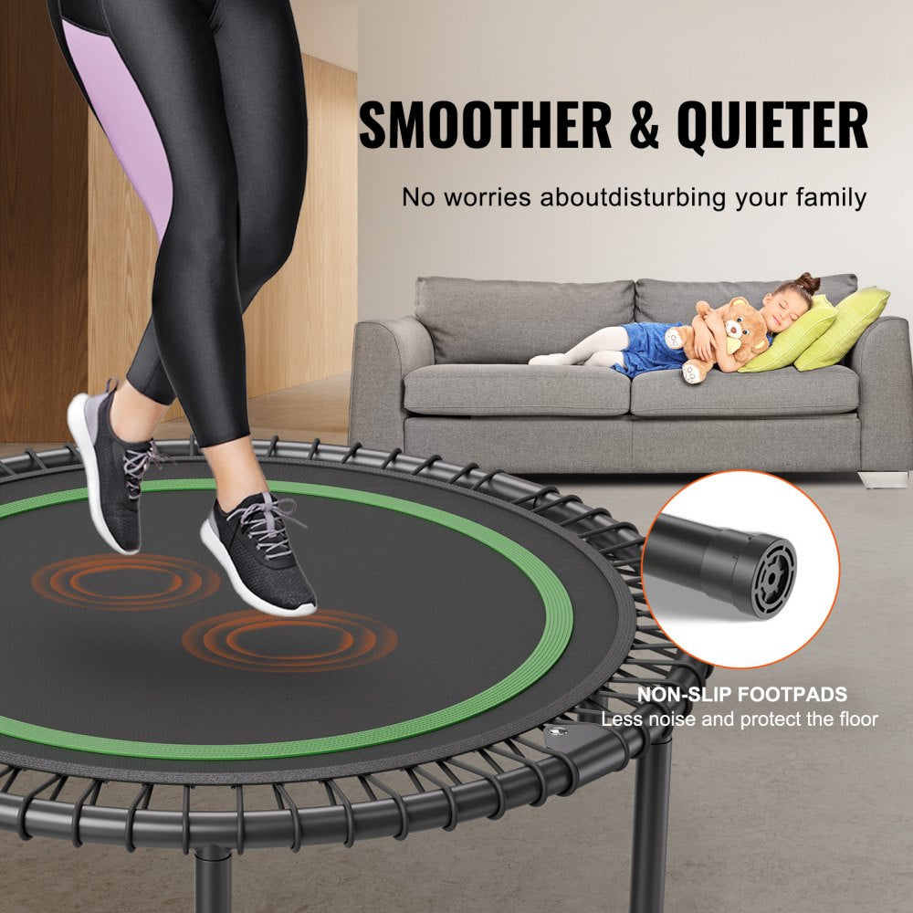 VEVOR Foldable Mini Trampoline, 40 Inch Fitness Rebounder, Max Load 330 lbs Exercise Trampoline, Stable & Quiet Indoor Small Workout Trampoline, Mini Trampoline for Adults Indoor/Garden Workout