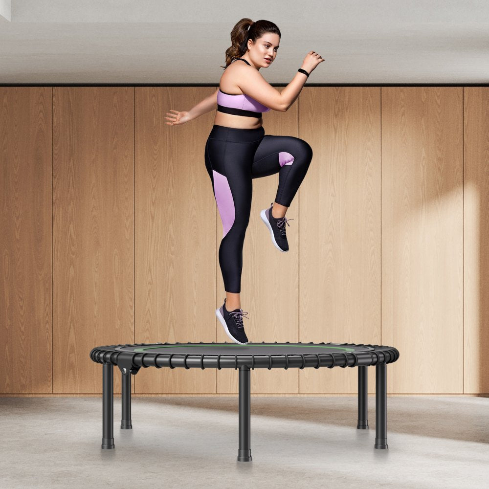 VEVOR Foldable Mini Trampoline, 40 Inch Fitness Rebounder, Max Load 330 lbs Exercise Trampoline, Stable & Quiet Indoor Small Workout Trampoline, Mini Trampoline for Adults Indoor/Garden Workout