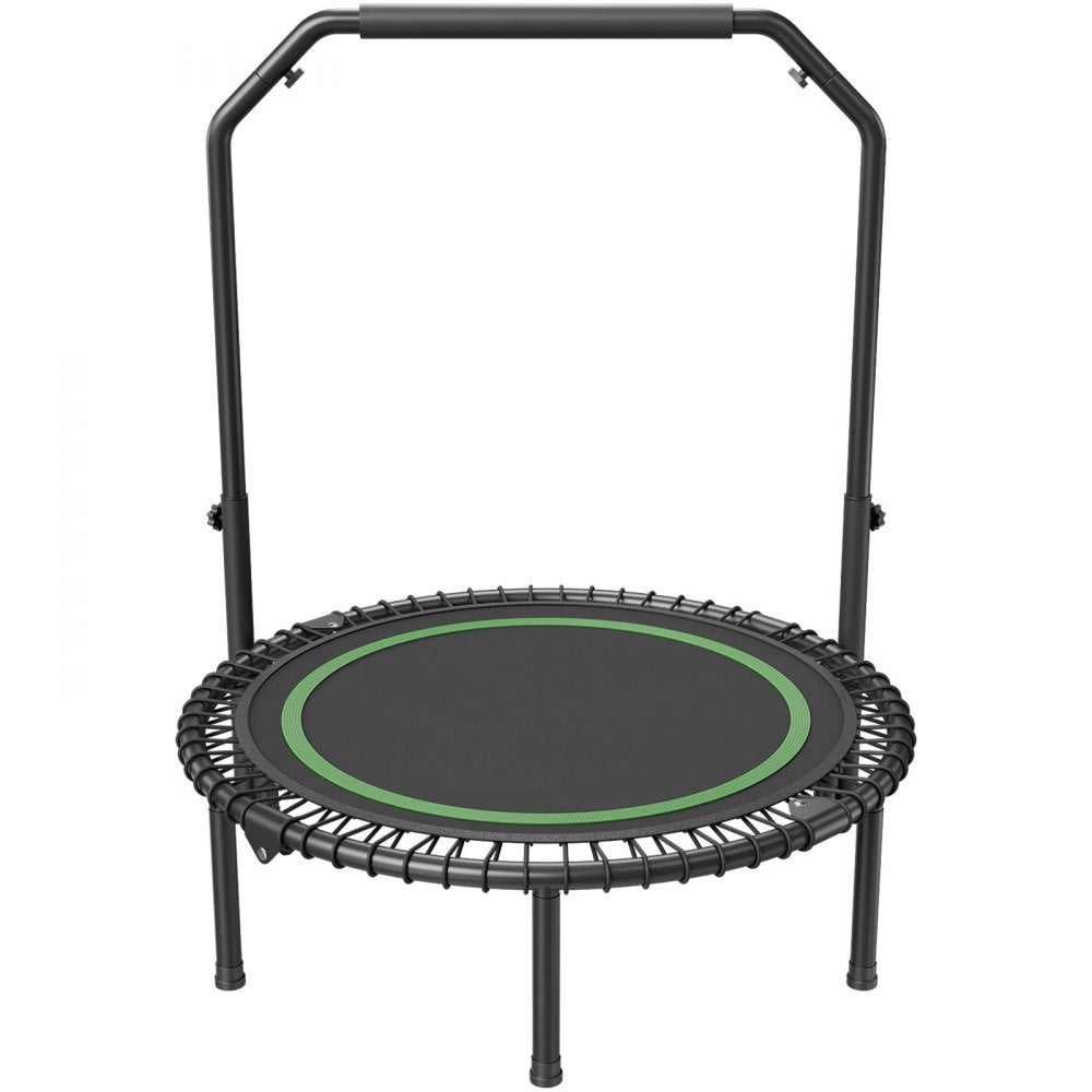 VEVOR Foldable Mini Trampoline, 40 Inch Fitness Rebounder, Max Load 330lbs Exercise Trampoline, Stable & Quiet Trampoline with 4 Level Height Adjustable Foam Handle, for Adults Indoor/Garden Workout