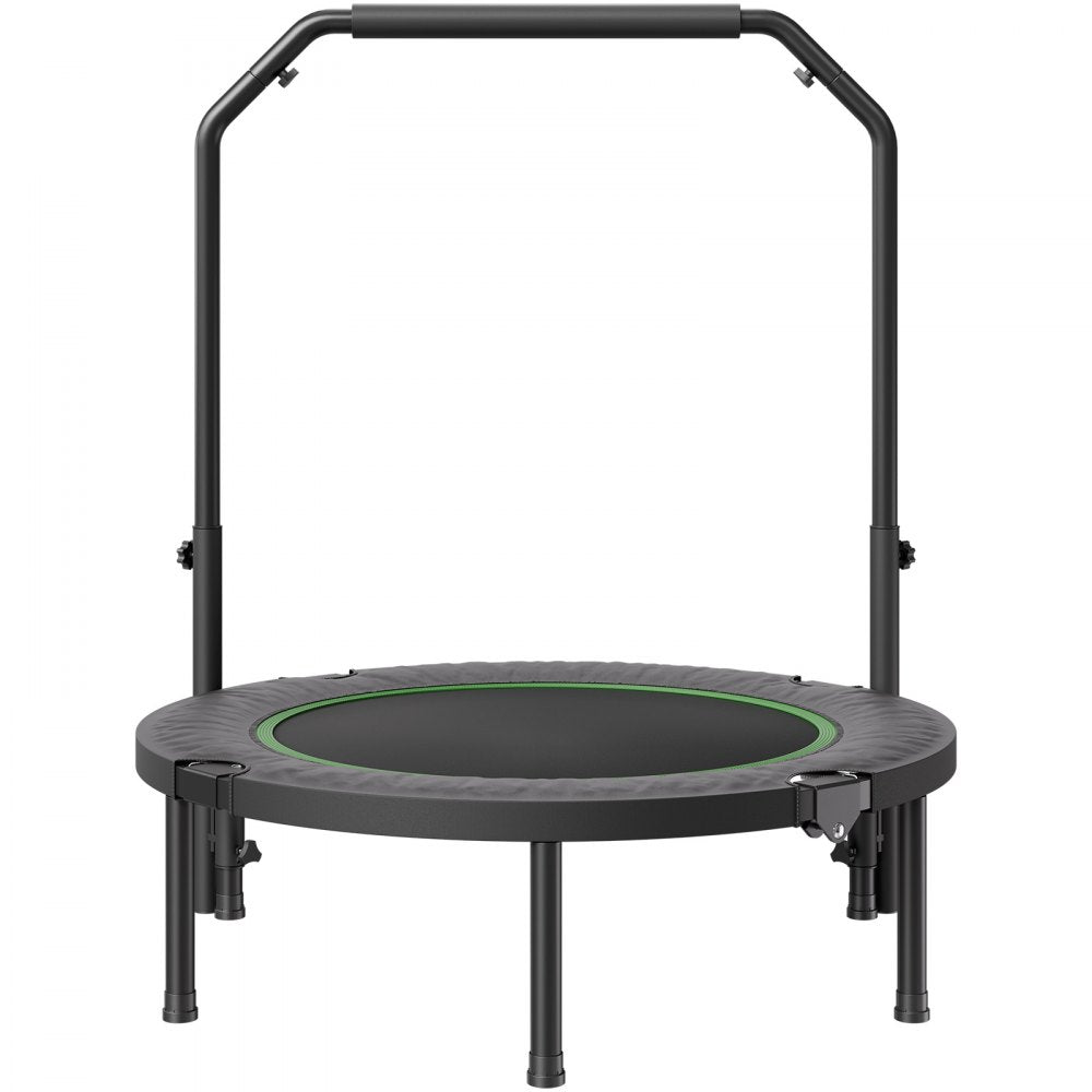 VEVOR Foldable Mini Trampoline, 40 Inch Fitness Rebounder, Max Load 330lbs Exercise Trampoline, Stable & Quiet Trampoline with 4 Level Height Adjustable Foam Handle, for Adults Indoor/Garden Workout