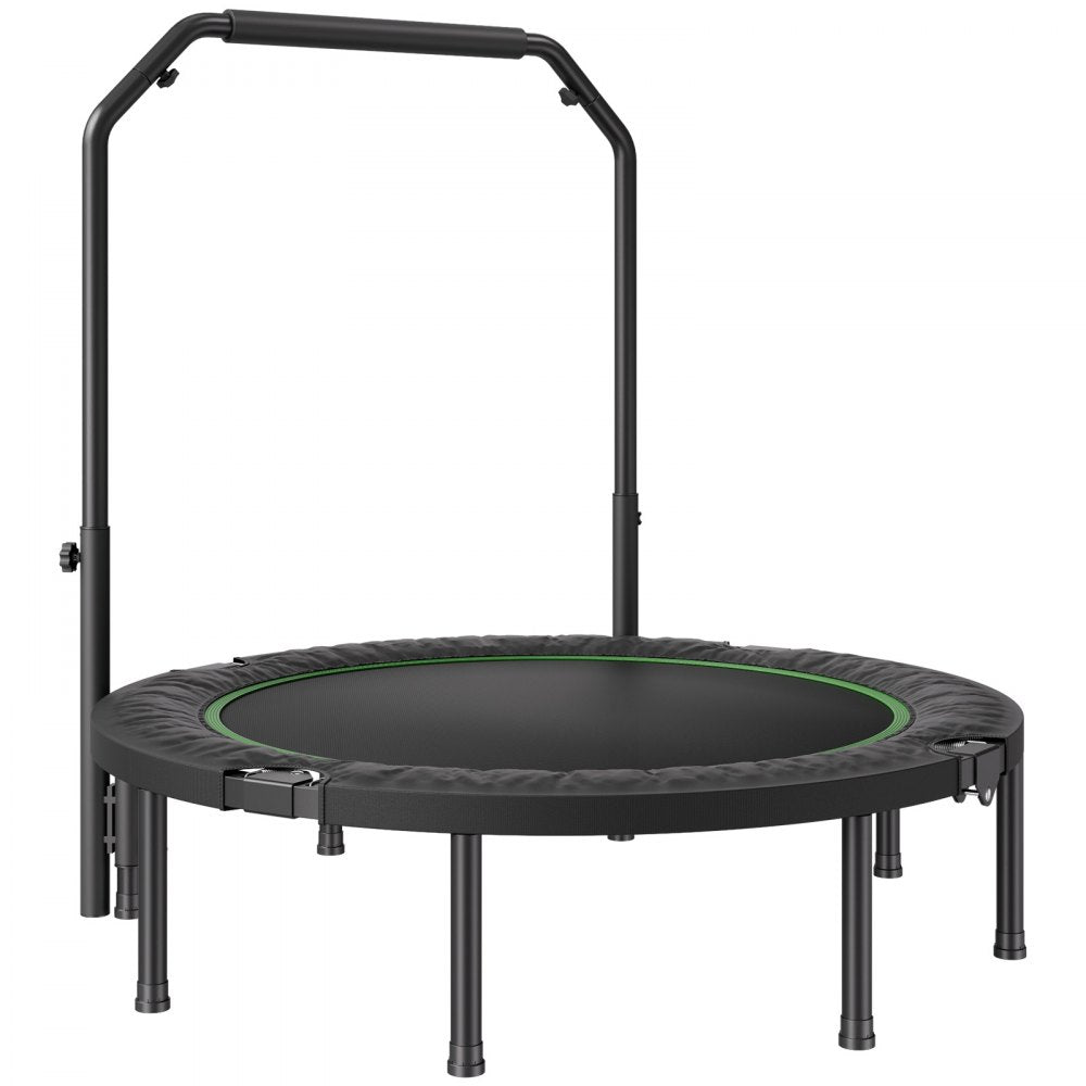 VEVOR Foldable Mini Trampoline, 52 Inch Fitness Rebounder, Max Load 450lbs Exercise Trampoline, Stable & Quiet Trampoline with 4 Level Height Adjustable Foam Handle, for Adults Indoor/Garden Workout