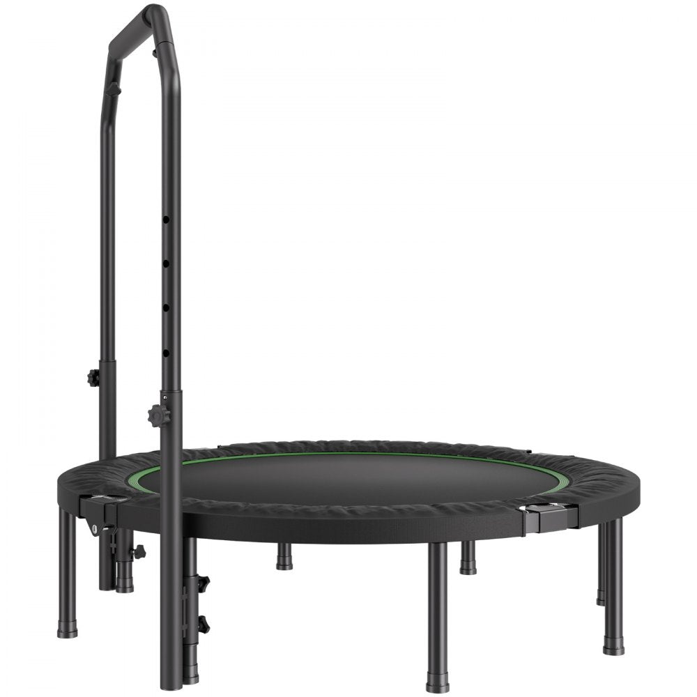 VEVOR Foldable Mini Trampoline, 52 Inch Fitness Rebounder, Max Load 450lbs Exercise Trampoline, Stable & Quiet Trampoline with 4 Level Height Adjustable Foam Handle, for Adults Indoor/Garden Workout