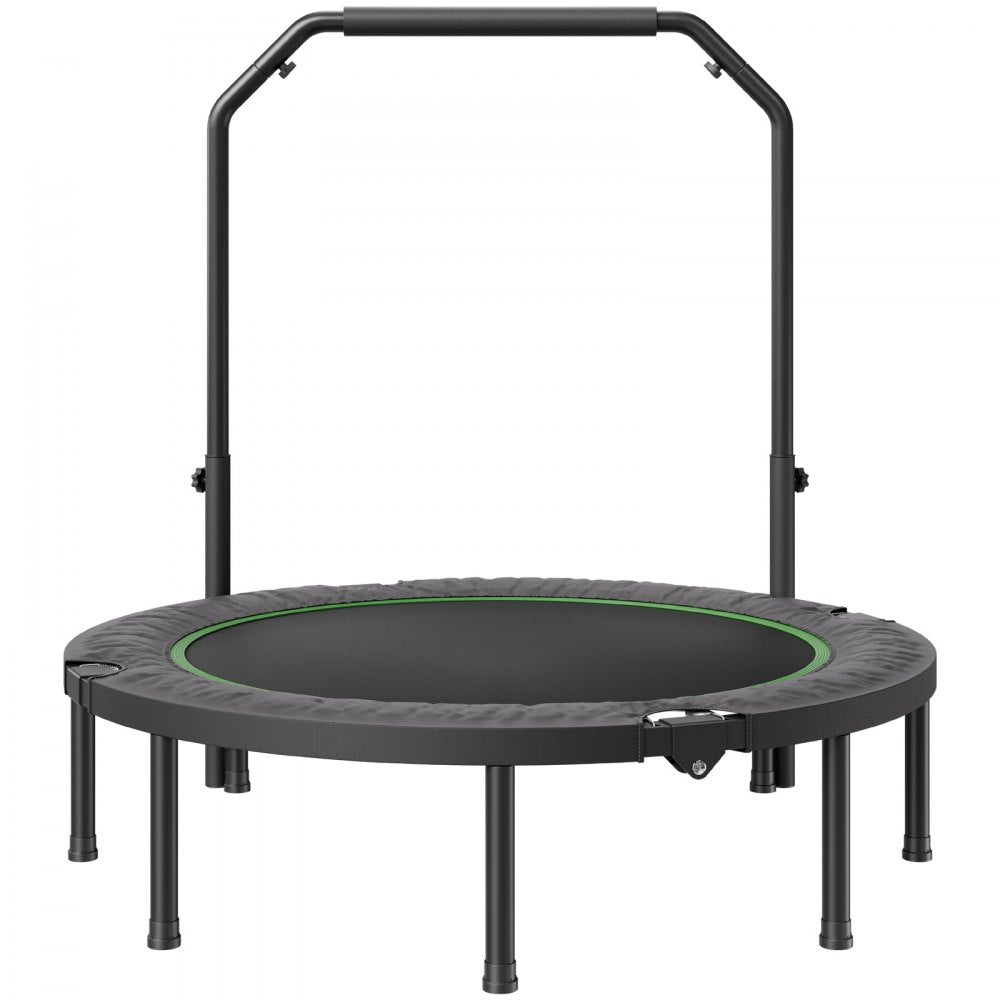 VEVOR Foldable Mini Trampoline, 52 Inch Fitness Rebounder, Max Load 450lbs Exercise Trampoline, Stable & Quiet Trampoline with 4 Level Height Adjustable Foam Handle, for Adults Indoor/Garden Workout