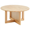 VEVOR Rattan Coffee Table, Round Rattan Woven Wood Coffee Table with Rubber Wood Top, 33 in Modern Boho Circular Storage Coffee Table with Natural Wood Legs, for Living Room, Bedroom & Small Spaces