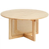 VEVOR Rattan Coffee Table, Round Rattan Woven Wood Coffee Table with Rubber Wood Top, 33 in Modern Boho Circular Storage Coffee Table with Natural Wood Legs, for Living Room, Bedroom & Small Spaces