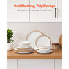 VEVOR Dinnerware Set, Service for 4 (12 PCS), Round Plates and Bowls Sets, Scratch Resistant Ceramic Dinner Ware, Dishwasher and Microwave Suitable Kitchen Dish, for Dessert Salad Soup Pasta, White