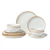 VEVOR Dinnerware Set, Service for 4 (12 PCS), Round Plates and Bowls Sets, Scratch Resistant Ceramic Dinner Ware, Dishwasher and Microwave Suitable Kitchen Dish, for Dessert Salad Soup Pasta, White