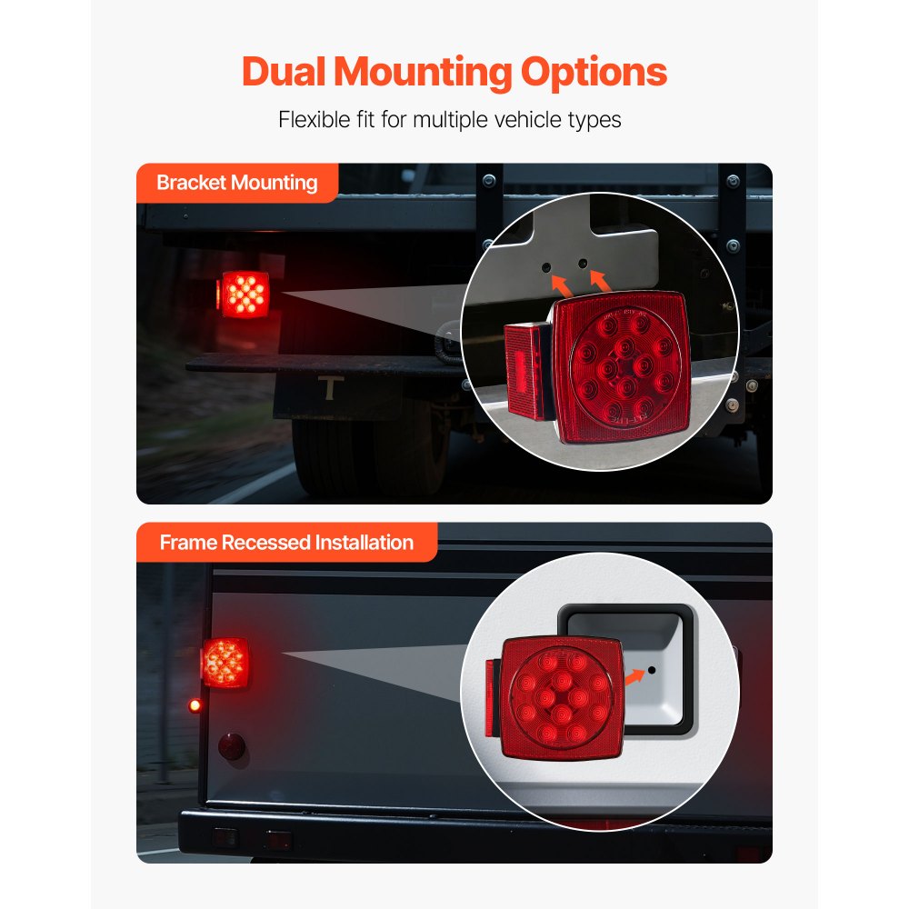 VEVOR Trailer Lights, 12V LED Trailer Tail Lights Kit with Stop Brake Turn Tail License Plate Clearance Lamp, Waterproof Tow Lighting Kit with Wiring Harness for Boat Truck Camper RV Snowmobile Bus
