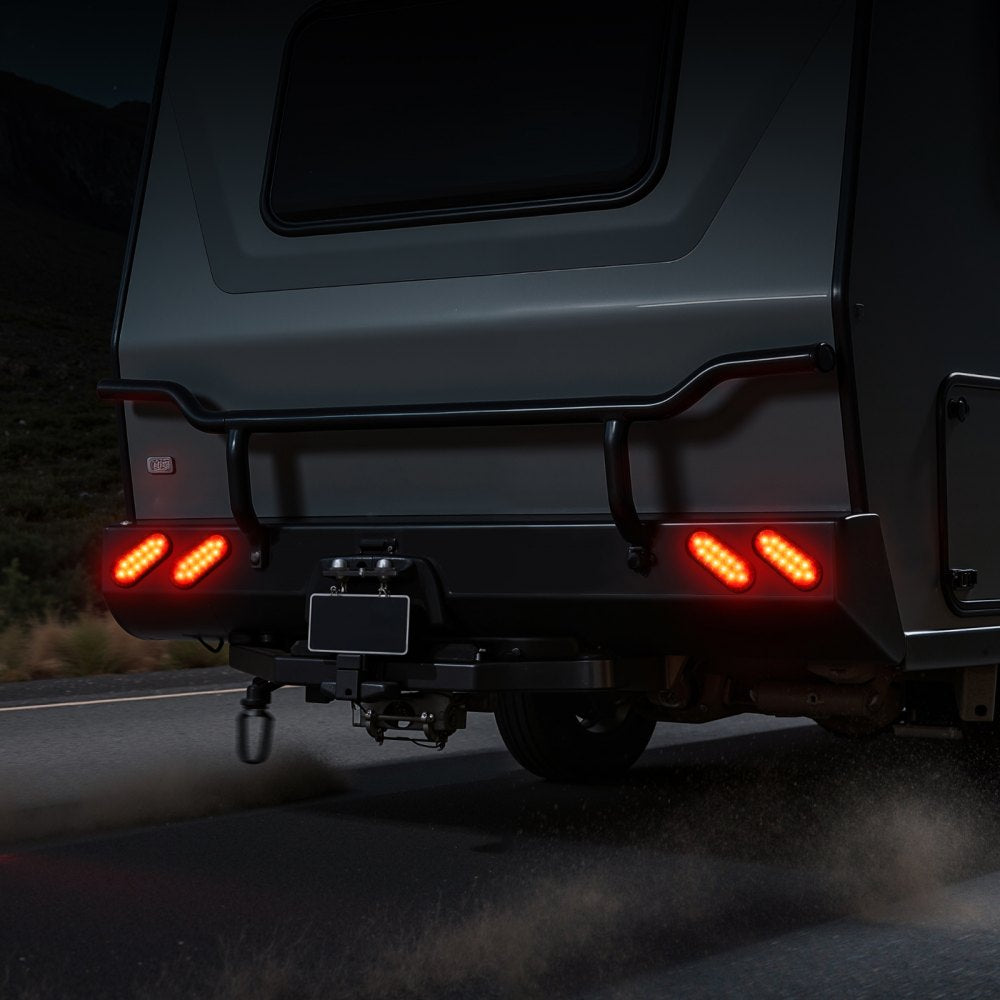 VEVOR Trailer Lights, 4PCS 12V Oval LED Trailer Tail Lights Kit with Stop Brake Turn Tail Lamp, Waterproof Tow Lighting Kit for Boat Truck Camper RV Snowmobile Bus Caravan, 2 Mounting Options, Red