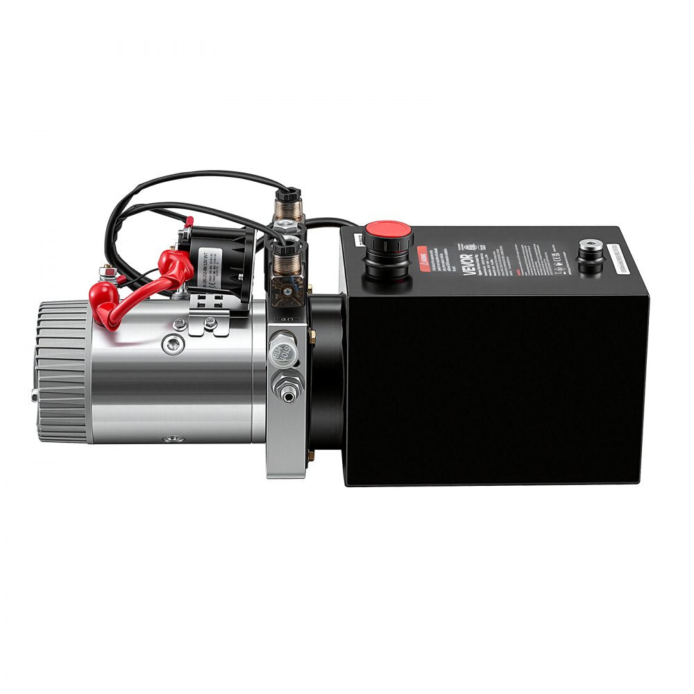 VEVOR 6 Quart Hydraulic Pump, Double Acting Hydraulic Trailer Pump, 3200PSI Max Relief Pressure, 0.91GPM Flow Rate, DC12V 1.6KW Power Unit for Dump Trailer Car Lifting (Horizontal Installation)