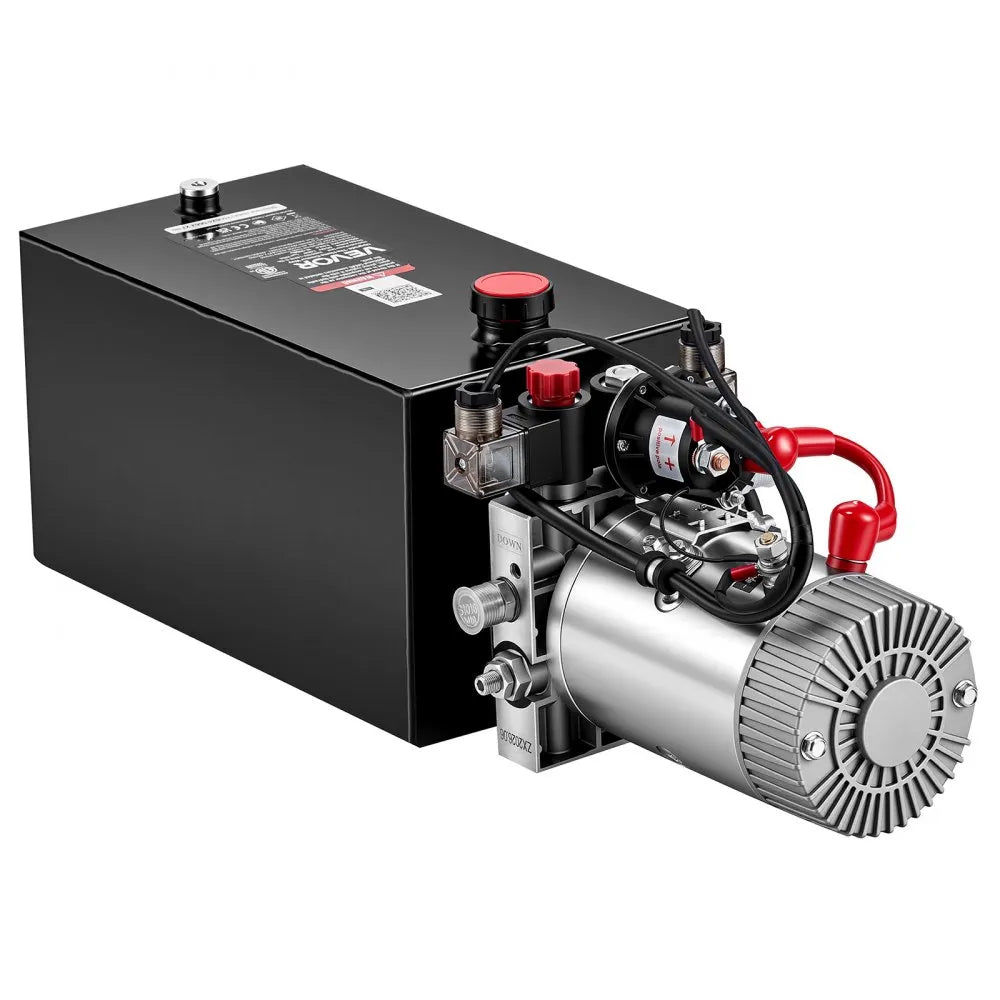 VEVOR 10 Quart Hydraulic Pump, Double Acting Hydraulic Trailer Pump, 3200PSI Max Relief Pressure, 0.91GPM Flow Rate, DC12V 1.6KW Power Unit for Dump Trailer Car Lifting (Horizontal Installation)