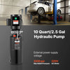 VEVOR hydraulic pump power unit in auto lift shop scene - 10 quart / 2.5 gal, 220V