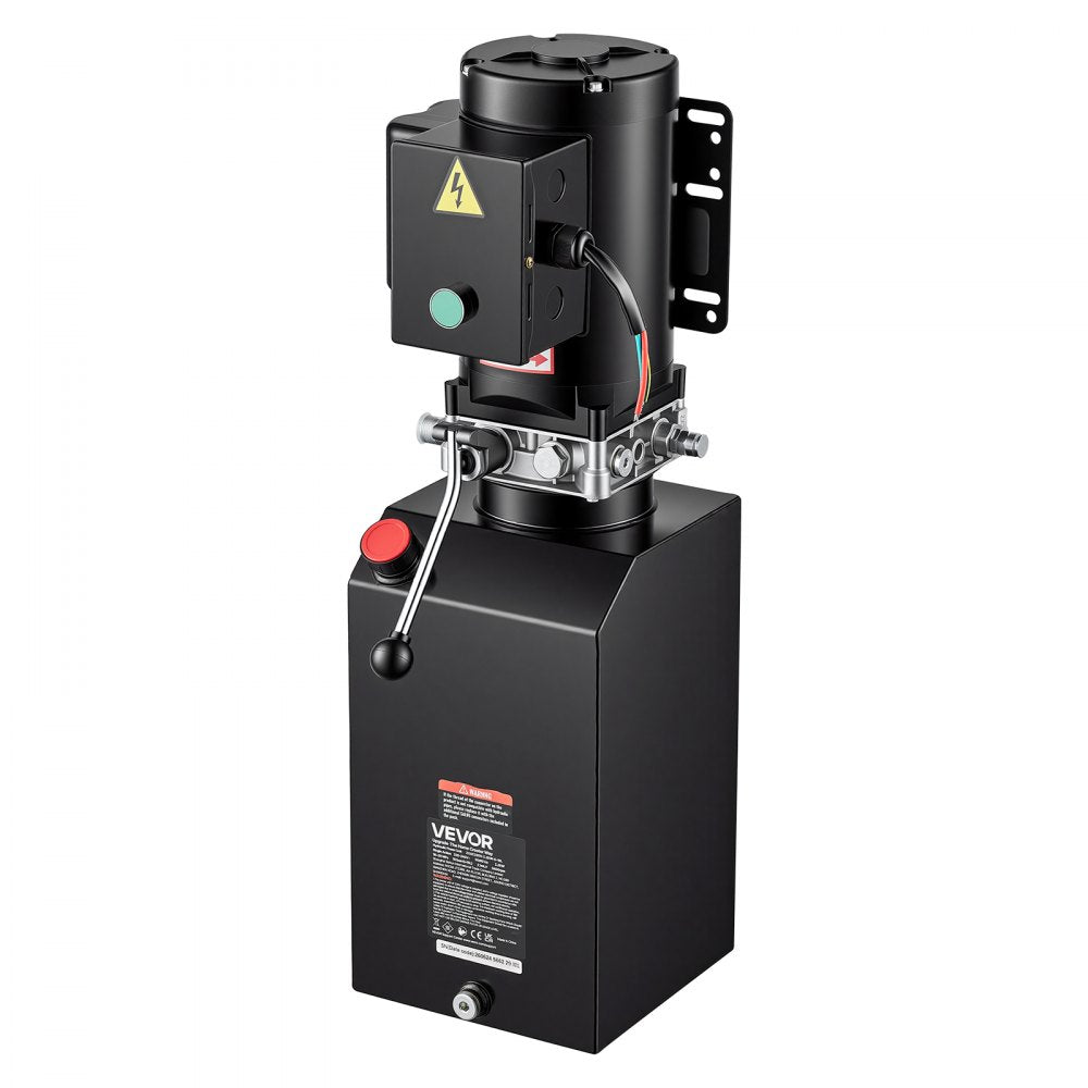 VEVOR 15 Quart Hydraulic Pump, 2.2KW Hydraulic Dump Trailer Pump Single Acting, 3200 PSI Max Relief Pressure, 1.7 GPM Flow Rate, AC220-240V Hydraulic Power Unit Car Lift (Vertical Installation)