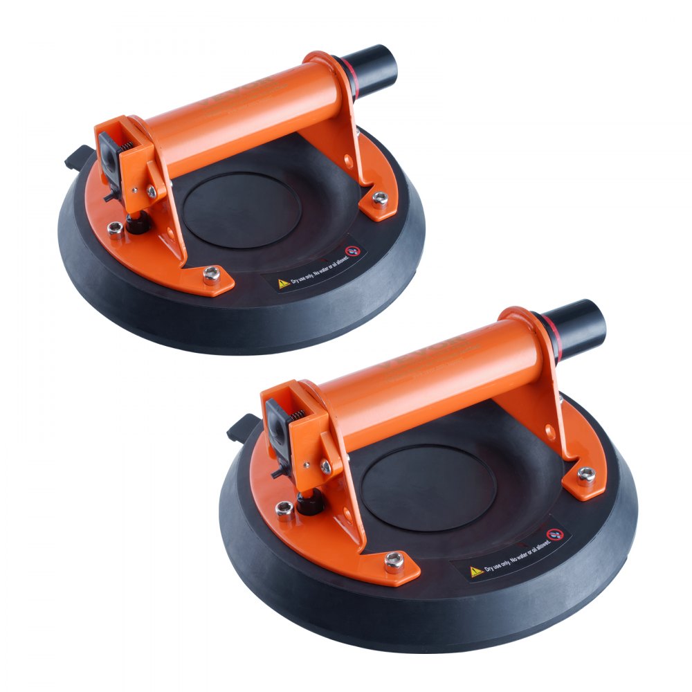 VEVOR Glass Suction Cup, 8" 2 Pack 615 lbs Load Capacity, Vacuum Suction Cup with Steel Handle & Carry Box, Heavy Duty Industrial Suction Cup Lifter Tool for Glass, Granite, Tile, Metal, Wood Lifting